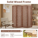 Giantex 4 Panels Room Divider - Folding Room Dividers with Carved Cutout Pattern & Solid Wood Frame, Fully Assembled, 5.5FT Antique Partition Privacy Screen Wall Divider for Room Separation, Brown Giantex