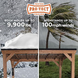 Backyard Discovery Arcadia 20 ft. x 9.5 ft. All Cedar Wooden Gazebo Pavilion with Hard Top Steel Slant Roof Backyard Discovery