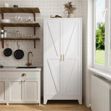 COFaR 71" Metal Pantry Cabinet with 5 Adjustable Shelves, White Storage Cabinet with Doors, Sturdy Freestanding Cupboard for Kitchen Organization, Living Room & Bathroom COFaR