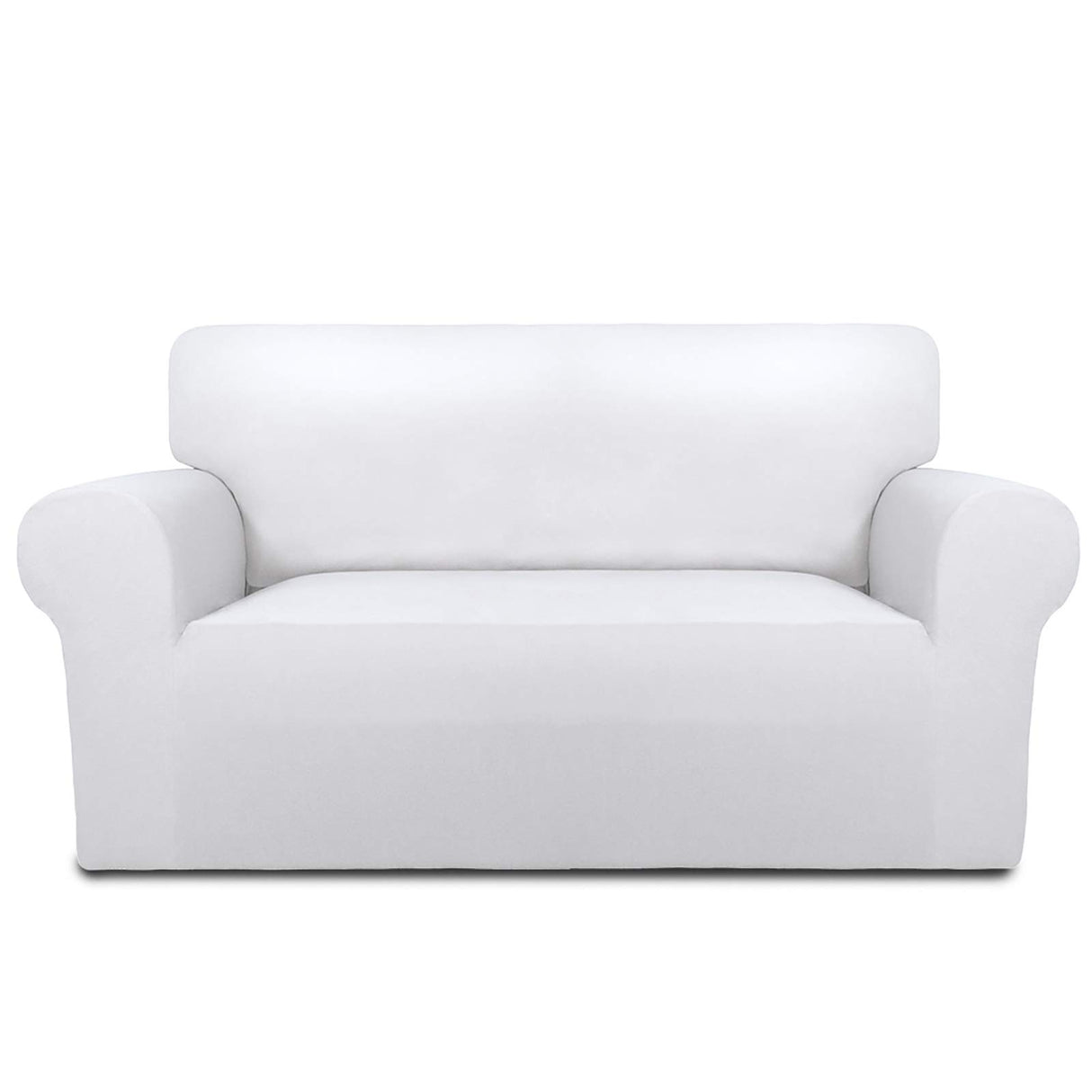 PureFit Super Stretch Sofa Slipcover – Spandex Non Slip Soft Couch Sofa Cover, Washable Furniture Protector with Non Skid Foam and Elastic Bottom for Kids, Pets （Loveseat, White PureFit