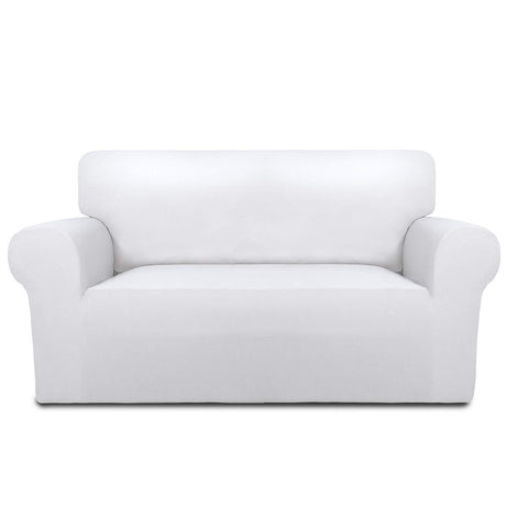 PureFit Super Stretch Sofa Slipcover – Spandex Non Slip Soft Couch Sofa Cover, Washable Furniture Protector with Non Skid Foam and Elastic Bottom for Kids, Pets （Loveseat, White PureFit