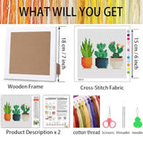 Tiwabb Succulent Cross Stitch Kits,Cactus Cross Stitch Kits for Adults Beginner with Framed,Embroidery Kit Stamped 11CT Cross Stitch Arts and Crafts for Adults Partial Cross Stitch 6.7x6.7inch
