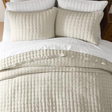 WDCOZY Beige King Size Quilt Bedding Sets with 2 Pillow Shams, Neutral Lightweight Soft Bedspread Coverlet, Quilted Blanket Thin Comforter Bed Cover for All Season, 3 Pieces, 104x90 inches WDCOZY