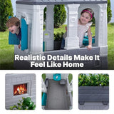 Step2 Neat & Tidy Cottage Kids Playhouse, Indoor and Outdoor Playset, Interactive Sounds, Toddlers 1.5+ Years Old, Easy to Assemble Backyard Discovery Playhouse, Grey Step2