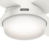 Hunter Fan Dempsey Low Profile Ceiling Fans with Lights and Remote, Flush Mount Ceiling Fan with Lights, Metal, Fresh White, 44 Inch LED Hunter