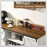 Farmhouse Style 58'' Coffee Bar Cabinet with Sliding Barn Door and Storage by 4ever2buy 4ever2buy