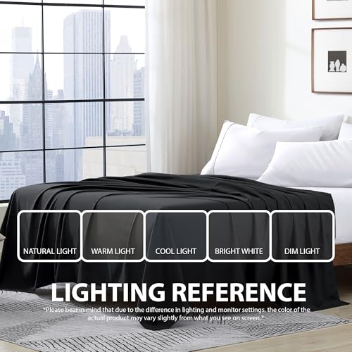 Cathay Home Hotel Luxury Wrinkle & Fade Resistant Double Brushed Ultra Soft Microfiber 1-Piece Single Flat Sheet - Black, Queen (90" x 102") Cathay Home