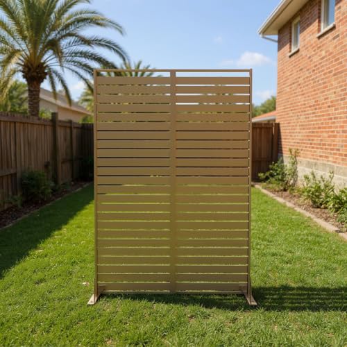 Metal Privacy Screen Outdoor, 72" h×47" w Balcony Patio Privacy Screen, Freestanding Privacy Fence, Decorative Panel, Patio Room Divider for Garden, Balcony, Deck Garvee