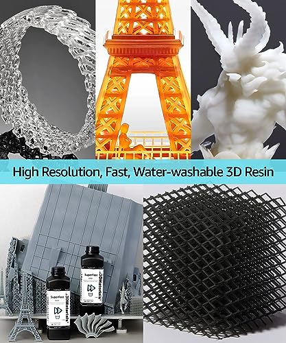 SuperFast 4K 3D Printer Resin Water Washable, 50um Print in 0.6 sec, Made in Korea by 3DMaterials (1000g, Black) 3DMaterials