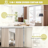 Room Divider, No Drilling Curtain Rod for Room Separation, 4-10ft(H) 29-73"(W) Adjustable Wall Divider, Heavy Duty Floor to Ceiling Tension Rod Space Partition Privacy Separator for Dorm Office, Black Yettsoy
