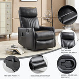 High Back Massage Recliner with Heat - Swivel Rocking Chair for Small Spaces, Manual Lazy Boy Recliner for Adults, Perfect for Living Room & Bedroom, Soft Fabric (Black PU)