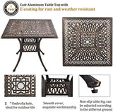 Grepatio 5 Piece Cast Aluminum Patio Dining Set Outdoor Furniture Set with 4 Mesh Swivel Rocker Ding Chairs, 4 Khaki Cushions and 35.4" Square Patio Table 2.4" Umbrella Hole, Antique Bronze Grepatio