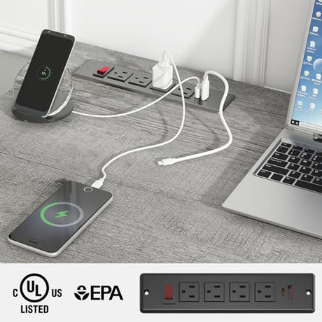 Farmhouse 47" Executive Desk, Computer Desk with Drawers and Storage Cabinet, Workstation Computer Table for Study and Home Office. Vabches