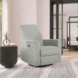 évolur Harlow Upholstered Power Glider Recliner with USB Charging – Rocking & 275° Swivel with Smooth Glide – Greenguard Gold & FSC Certified – Modern Nursery and Living Room Chair in Light Grey