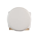 Linon Lexington White Faux Leather Round Storage Ottoman with Wood Accent Linon
