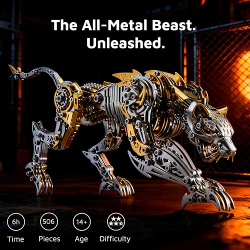Leopard 3D Metal Model Kit for Adults and Teens, 3D Metal Puzzle, DIY Metal Building Kit, Challenging Assembly Model, Brain Teaser Challenge, Desktop Decor, Collectible Gift for Men