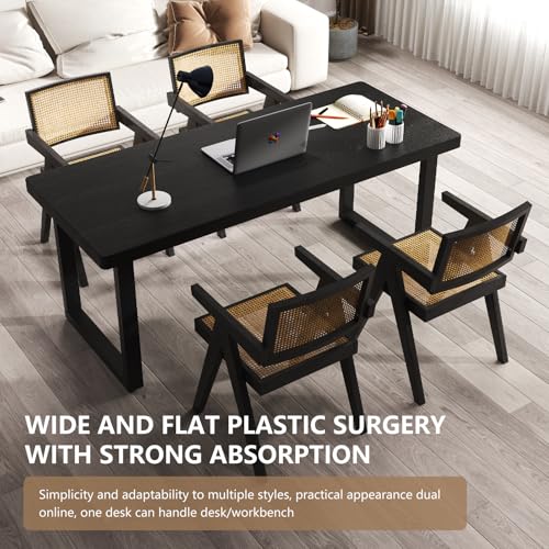wangbochuan 47 Inch Black Solid Wood Computer Desk | Sturdy Metal Base | Modern Home Office Desk | Durable Study Writing Table for Workspace, Multiple wangbochuan