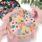 ERKOON Embroidery Kit for Beginners, 2 Set Floral Cross Stitch Set Include Embroidery Cloth Hoops Threads for Craft Lover Hand Stitch with Embroidery Skill Techniques (Flower)