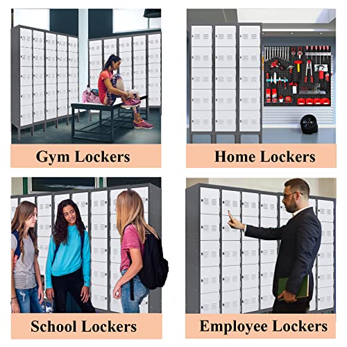 KAER Metal Lockers for Employees,5-tier Storage Locker,Locker Cabinet for Home Gym Office School Garage with Mirror,Screwdriver,Gloves,Unassembled (Grey+White, 5-Tier) - WoodArtSupply