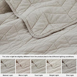 palassio Beige Cotton Quilt Queen Size Bedding Sets with Pillow Shams, White Lightweight Soft Bedspread Coverlet, Tan Cream Quilted Comforter Bed Cover for All Season, 3 Pieces, 90x96 inches palassio