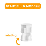 SpaceAid Cross Style 2 Tier Rotating Bookshelf, Spinning 360 Bookcase Lazy Susan Tower, Vertical Revolving Books Shelf Storage Round Carousel Space Saving Organizer, White SpaceAid