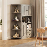 Gizoon 60.4" Farmhouse Kitchen Pantry Storage Cabinet with Doors and Adjustable Shelves, Large Kitchen Hutch with Drawers, Freestanding Cupboard for Dining Room, Living Room, Grey Gizoon