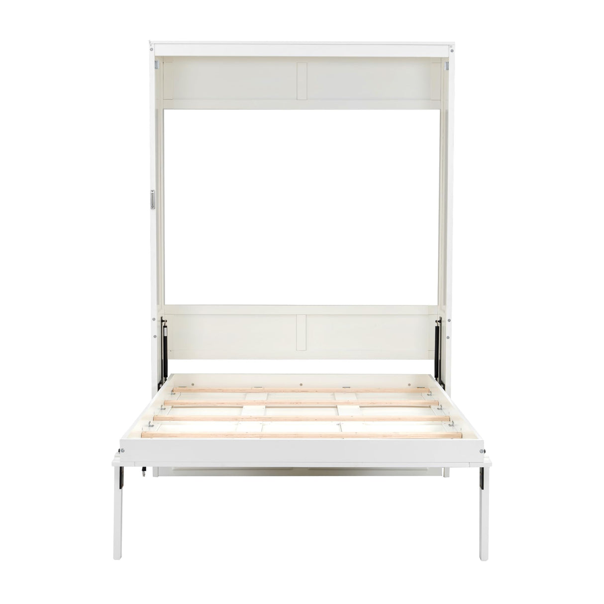 Merax Modern Full Size Murphy Bed with 2 Drawers, Space Saving Wall Bed Foldable into Wardrobe, Solid Pine Wood Frame, No Box Spring Needed, Beige Merax