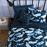 Nautica Kids - Finnian Whales Navy Kids Comforter Set, Soft Bedding with Matching Shams & Throw Pillow, 4-Piece, Navy, Full/Queen Nautica