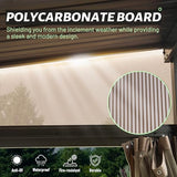 Domi 12x16FT Lean to Gazebo, Aluminum Wall Mounted Gazebo with Sloping Galvanized Steel Roof, Curtains and Netting, Outdoor Hardtop Gazebo Pergola for Patio, Deck, Garden, Backyard domi outdoor living