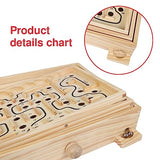 GOTHINK Wooden Labyrinth Game, Mable Ball Tilt Maze Board Game,Table Balance Game and Toy for Kids and Adults GOTHINK