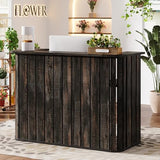 Tribesigns 63-Inch Reception Desk with Counter, Modern U-Shaped Front Desk with Private Panel, Retail Checkout Counter Table for Lobby, Salon, Reception Room, Office, Dark Grey Tribesigns