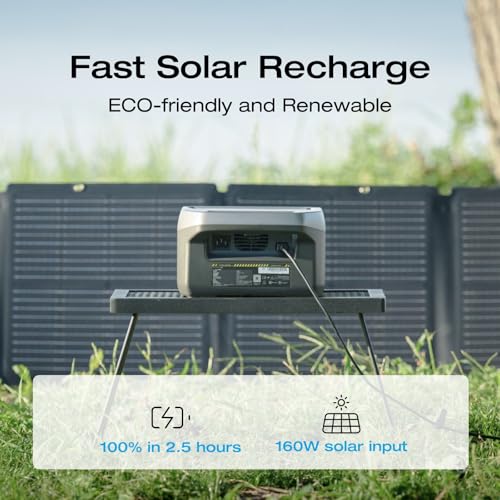 EF ECOFLOW Portable Power Station RIVER 2, 256Wh LiFePO4 Battery/ 1 Hour Fast Charging, 2 Up to 600W AC Outlets, Solar Generator (Solar Panel Optional) for Outdoor Camping/RVs/Home Use EF ECOFLOW