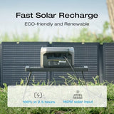 EF ECOFLOW Portable Power Station RIVER 2, 256Wh LiFePO4 Battery/ 1 Hour Fast Charging, 2 Up to 600W AC Outlets, Solar Generator (Solar Panel Optional) for Outdoor Camping/RVs/Home Use EF ECOFLOW