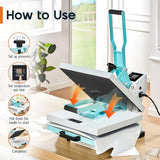 SPECRAFT 2-in-1 Heat Press, 15x15 Industrial Digital Sublimation Machine for T-Shirts, Mugs (30oz) and More, Blue, Ideal for DIY & Professional Use SPECRAFT