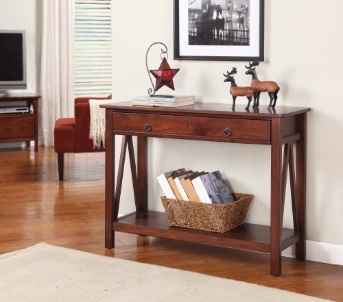 Linon Home Dcor Console Table, 42.01"w x 13.98"d x 30.71"h, Antique Tobacco - WoodArtSupply