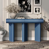 48" Stonehenge Style Modern Console Table with Storage Drawers, Wood Minimalism Industrial Curved Entryway Table for Entrance, Hallway, Living Room (Blue) Virubi