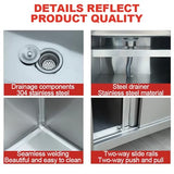 Kitchen Cabinet with Sink Laundry Sink with Cabinet Freestanding Utility Sink with Faucet Outdoor Stainless Steel Sink with Workbench and Storage Cabinet for Restaurant Laundry Room.(120x60x80cm) YHQYCGS
