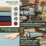 Hanover Montclair 5-Piece Outdoor Dining Set with Stamped Steel Square Dining Table and 4 Swivel Rocker Chairs with Cushions, Weather-Resistant Patio Dining Set for 4, Patio, Backyard, Deck Hanover