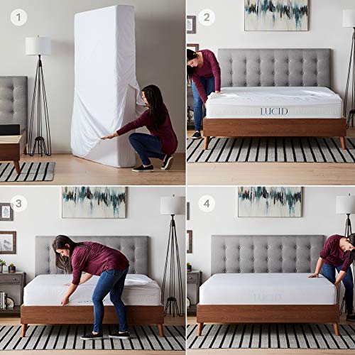 LUCID Zippered Mattress Encasement – Waterproof Twin Size Mattress Protector – Fits Mattresses 6 to 18 Inches with Secure Elastic – Shields All 6 Sides – Quiet cover – White LUCID