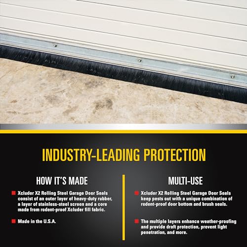 Xcluder X2 Rodent Proof Roll-Up Door Seal Kit, 8' x 2" x 1.625" Pest Control Retainer and Sealer, for Rolling Steel Doors Up to 8’ Wide, Suitable for Residential or Commercial Property Use - WoodArtSupply