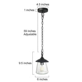 LOG BARN Outdoor Pendant Lights, Porch Fixture in Painted Black Metal with Clear Bubbled Glass Globe, Hanging Lantern Lamp for Gazebo, Entry, Yard LOG BARN