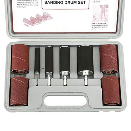 ASHATA 20 Pcs Drum Sander Kit, Spindle Sanding Drum Sander Tool Kit Set with Case for Drill Press,for Carpentry Polishing Tools ASHATA