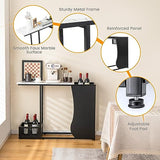 Giantex 43.5" Console Table for Entryway - Modern Entry Table with Faux Marble Top, 2 Mesh Storage Compartments, Metal Frame, Foyer Table, Narrow Sofa Table for Living Room, Hallway, White + Black Giantex