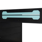 Gaming Bed with RGB Lighting, Desk, Multi-Storage Shelves and LED, Esports Design for PC & Console Gamers, Full Size Wood Loft Bed for Kids Bedroom (Cloud Blue/G) Bekeknlny