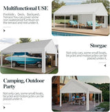 Shintenchi Portable Garage Canopy,10x20 FT Heavy-Duty Design Carport,Carport Canopy with Side-Opening Removable Door & Roll-Up Window,Portable Car Port for Car, Truck, Boat,White Shintenchi