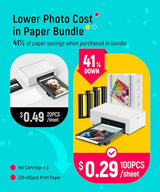 Liene 4x6'' Photo Printer, Phone Printer 100 Sheets & 3 Cartridges, Full-Color Photo, Portable Instant Photo Printer for iPhone Android, Thermal Dye Sublimation, Wi-Fi Picture Printer 100 Papers Liene