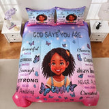 GRAT TIOC Black Girl Comforter Set Full Size for Kids,Black Girl Magic Bedding Set,God Says You are Christian Comforter for Bed Bedroom Sets GRAT TIOC