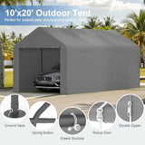 Kecreque Carport 10x20 Heavy Duty Portable Garage w/Removable Sidewalls & Roll-Up Door Car Canopy Party Tents Waterproof UV Resistant All Weather Car Port for Trucks,Boats(Grey) Kecreque