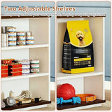 IRONCK Large Dog Crate Furniture with 2 Rotatable Dog Bowls, Wooden Dog Kennel with 2 Adjustable Shelves, Barn Doors Decorative Pet Cage Dog House as TV Stand, White IRONCK