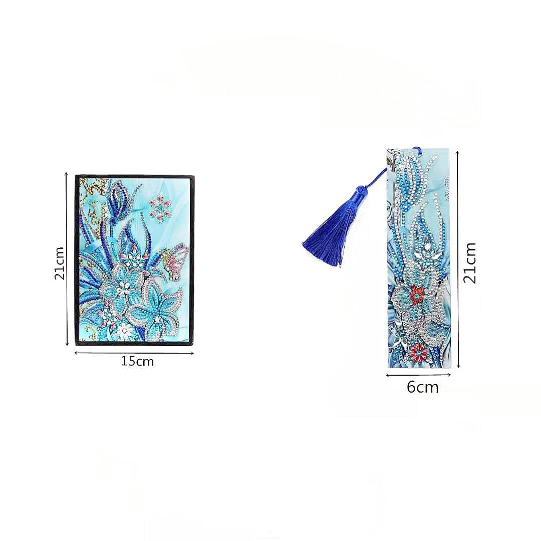 Generic 5D Diamond Painting Notebook and Bookmark Kits Butterfly Among Flowers Cover Leather Special Shaped Journal Sketchbook Crystal Diamond Art Hardcover Dairy Book Festival Birthday Gift 21x15cm Generic
